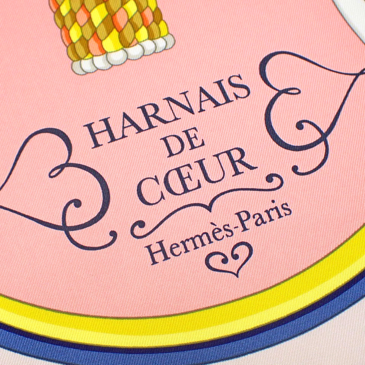 HARNAIS DE COEUR Silk Carré 90cm, Green Perle/Rose Bonbon/Blue