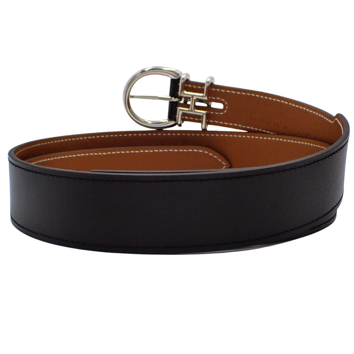 双面风衣腰带，尺码 34、95，方格小牛皮，金色，W 标志