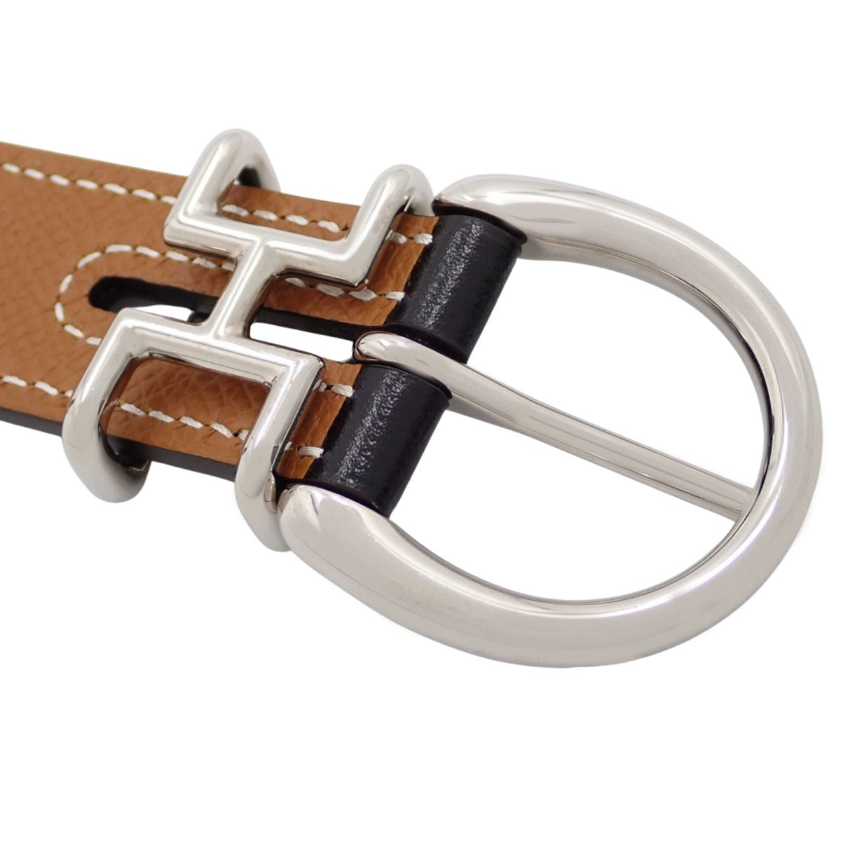 双面风衣腰带，尺码 34、95，方格小牛皮，金色，W 标志