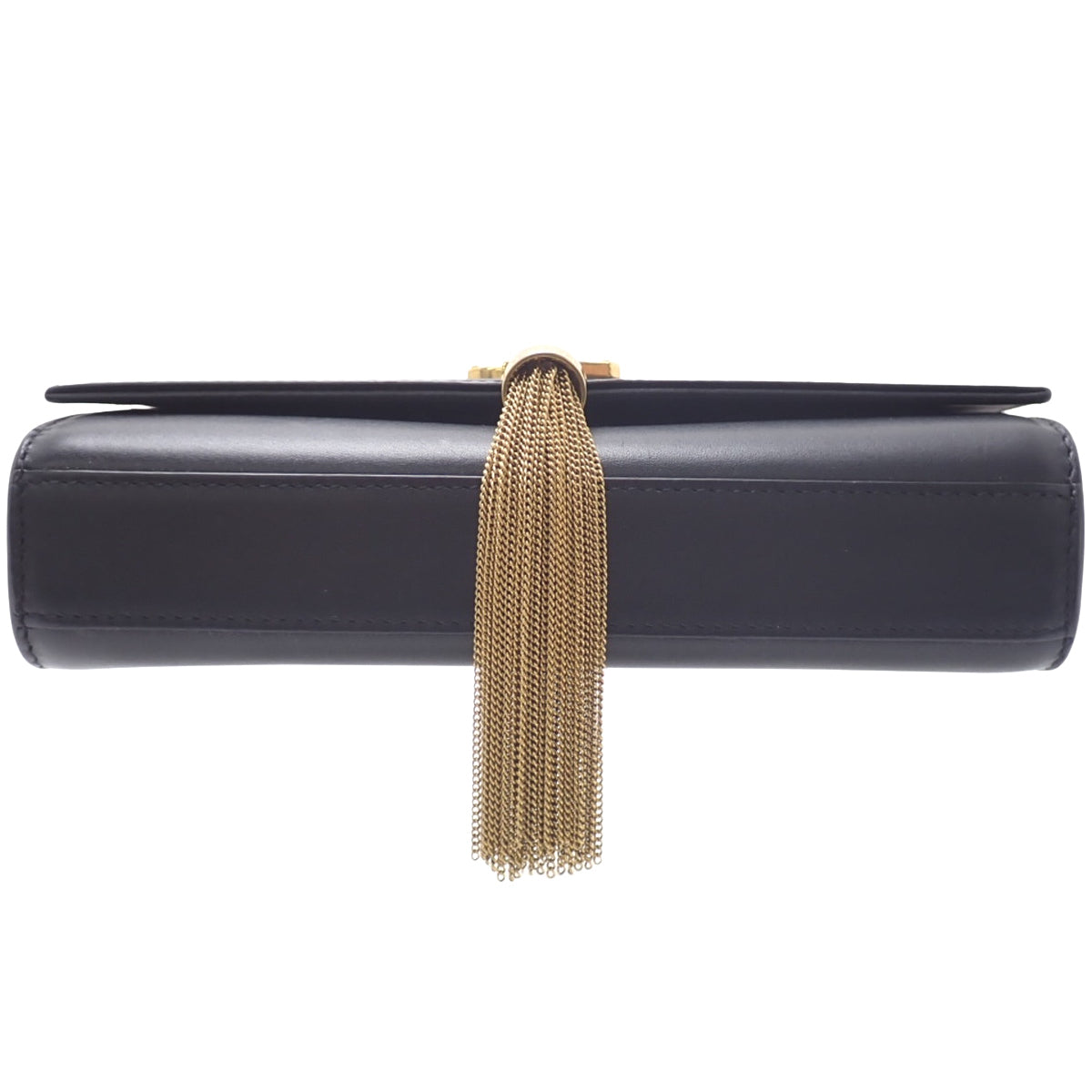 Kate黑色皮革流苏小链条单肩包（474366）