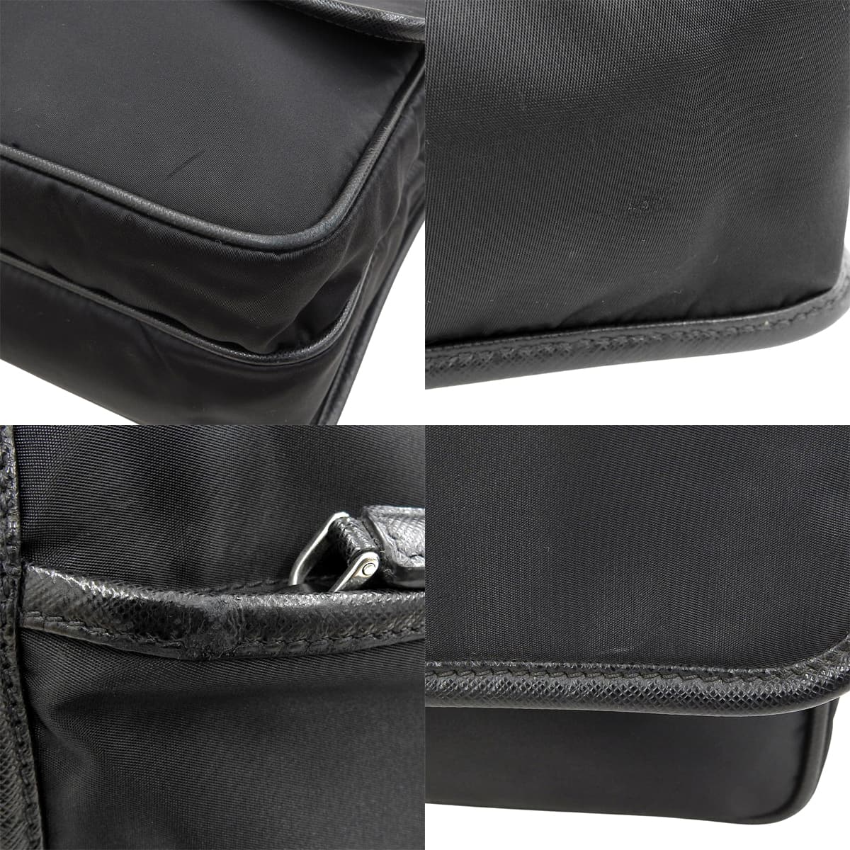 ロゴ メッセンジャーバッグ ナイロン サフィアーノレザー ブラック 2VD166