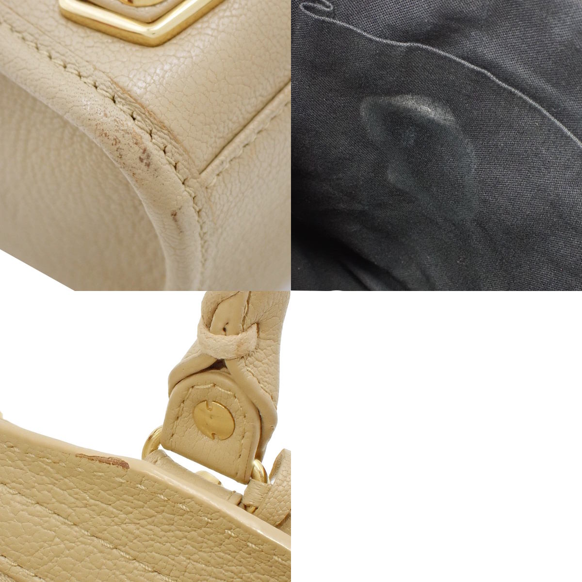 クラシックメタル エッジシティバッグ レザー ベージュ 432831 トートバッグ ショルダーバッグ 2way