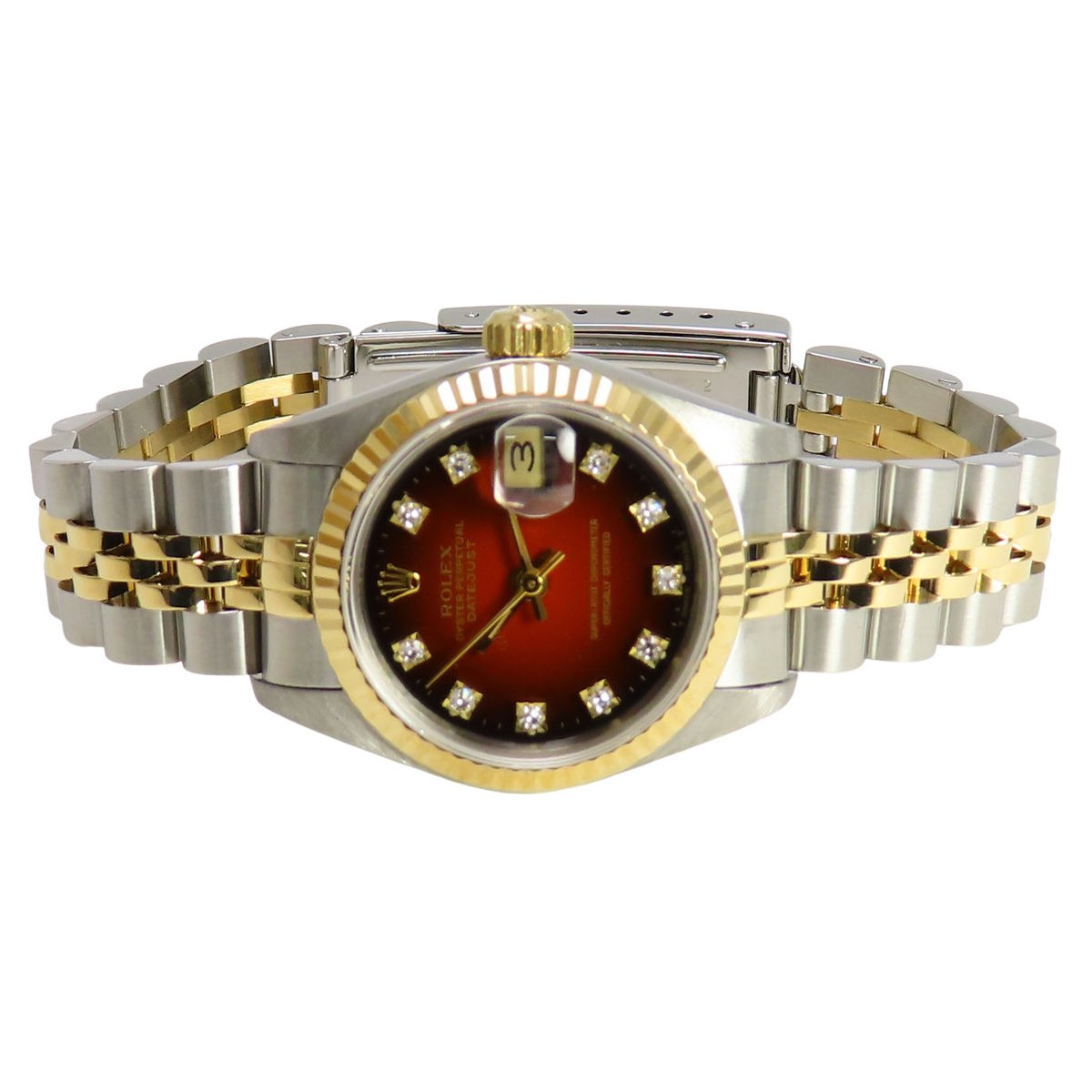 デイトジャスト 69173G YG/SS X番 レッドグラデーション 10PD ダイヤインデックス 自動巻き レディース