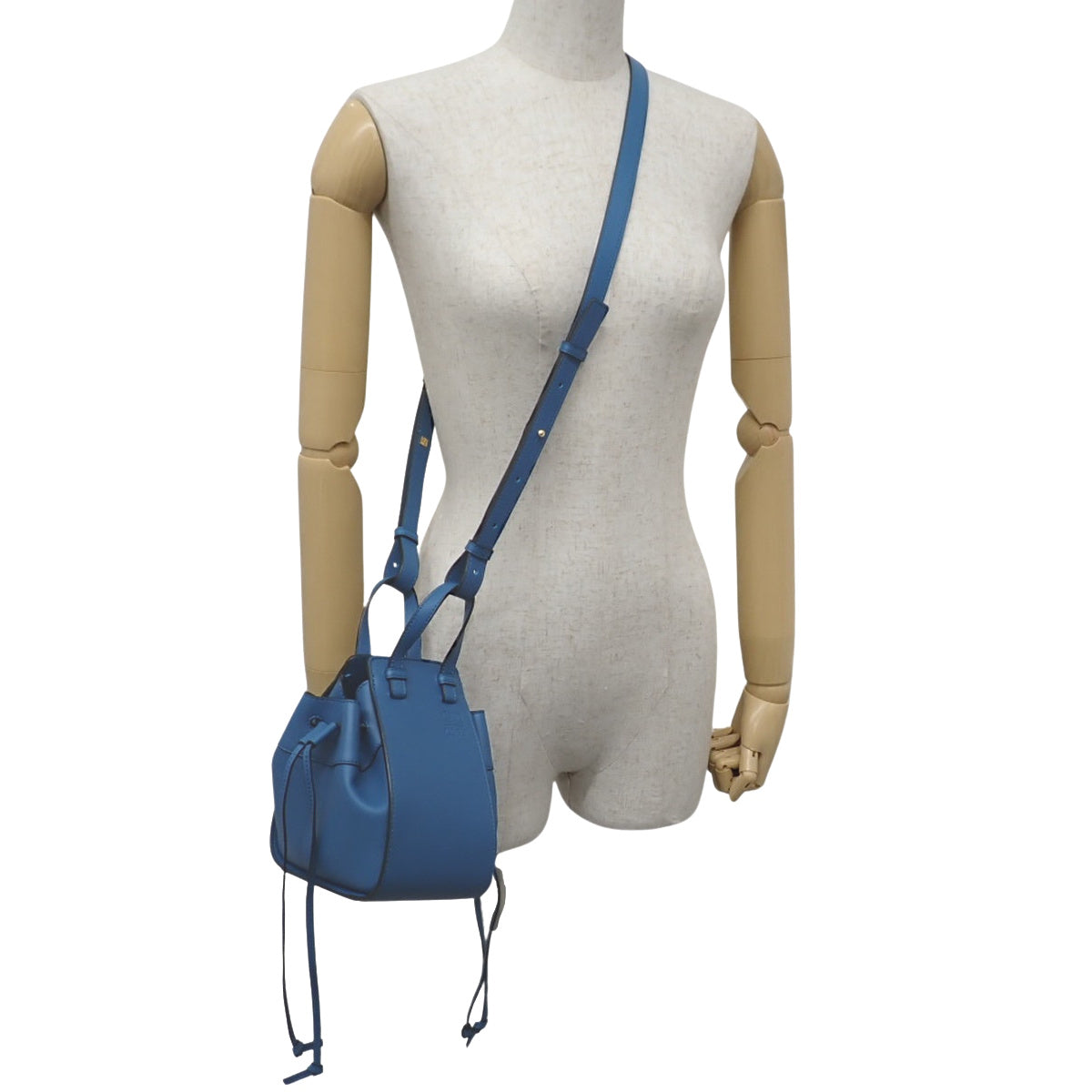 Hammock ハンモック ドローストリングバッグ ミニ レザー ラグーンブルー