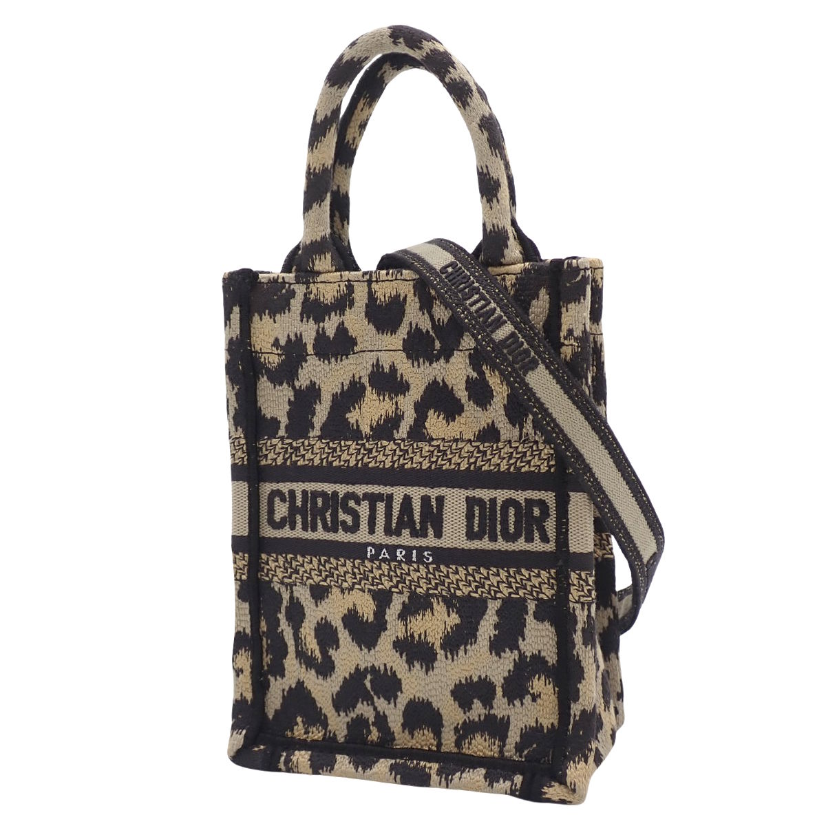 ブックトート ミニ キャンバス ベージュ ブラック S5555CRHM レオパード