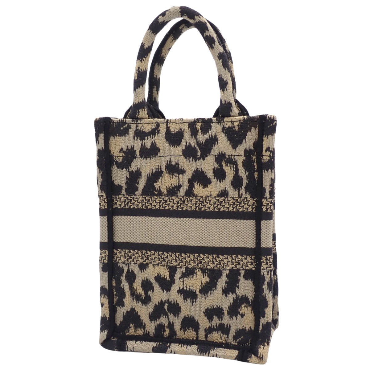 ブックトート ミニ キャンバス ベージュ ブラック S5555CRHM レオパード