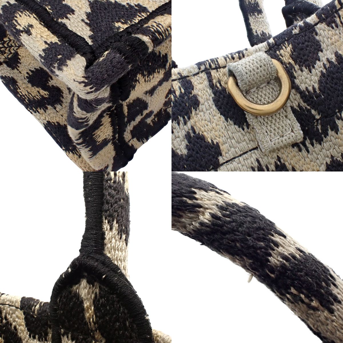 ブックトート ミニ キャンバス ベージュ ブラック S5555CRHM レオパード