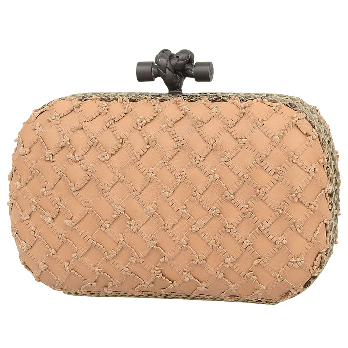 ノット クラッチ レザー パイソン ピンクベージュ