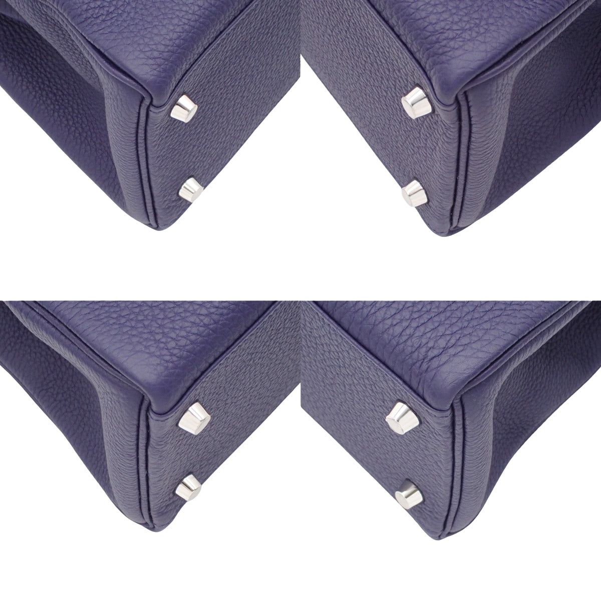 Kelly Touch 28（内缝）Togo鳄鱼皮和短吻鳄皮，蓝色踝带，银色五金配件，D字印记