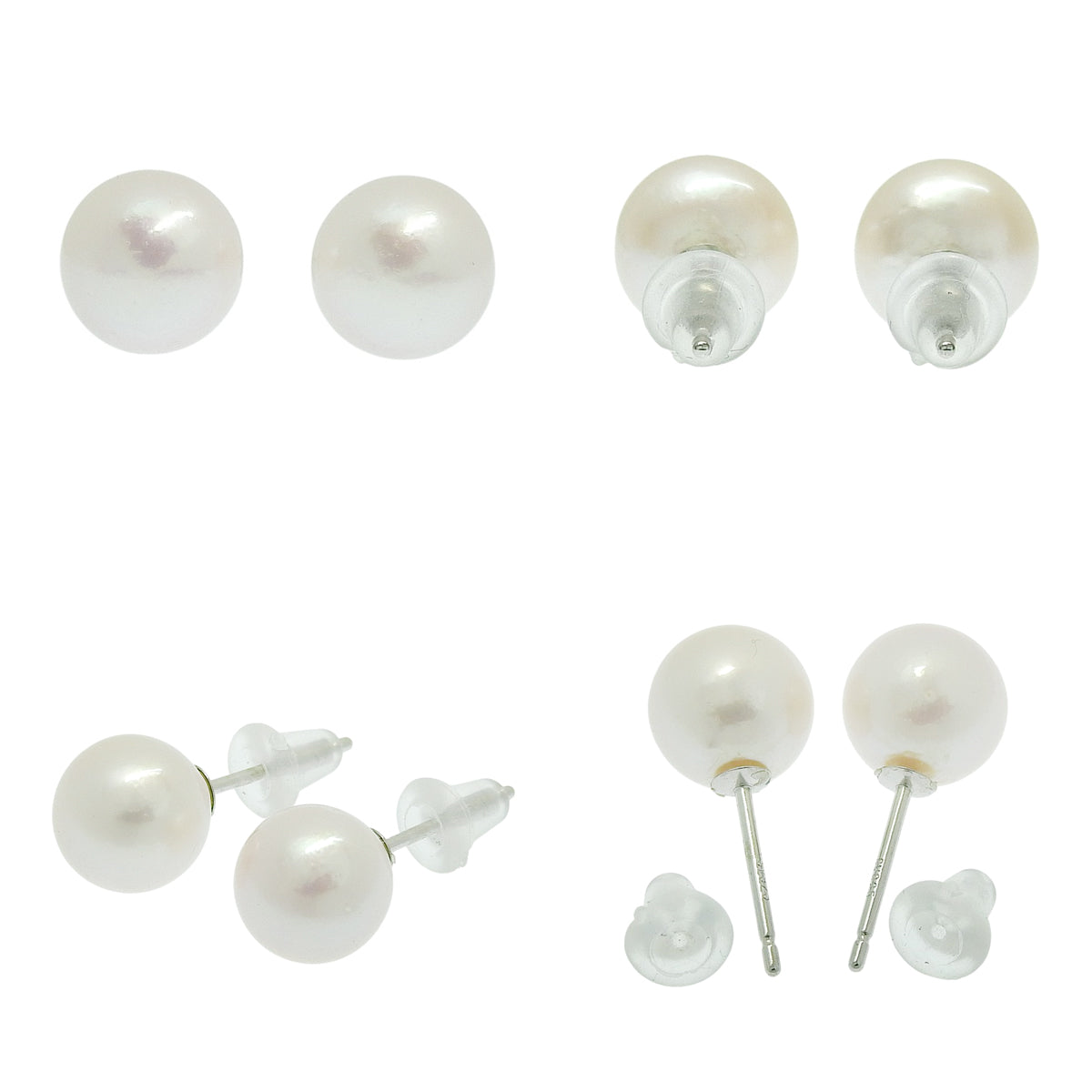 Akoya pearl necklace and earrings set in silver SV925