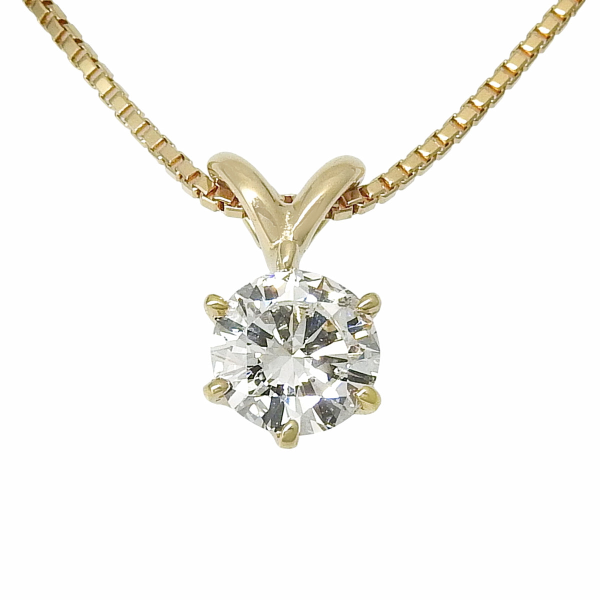 一粒ダイヤモンド ネックレス D0.355 イエローゴールド K18YG 2.3g 1PD