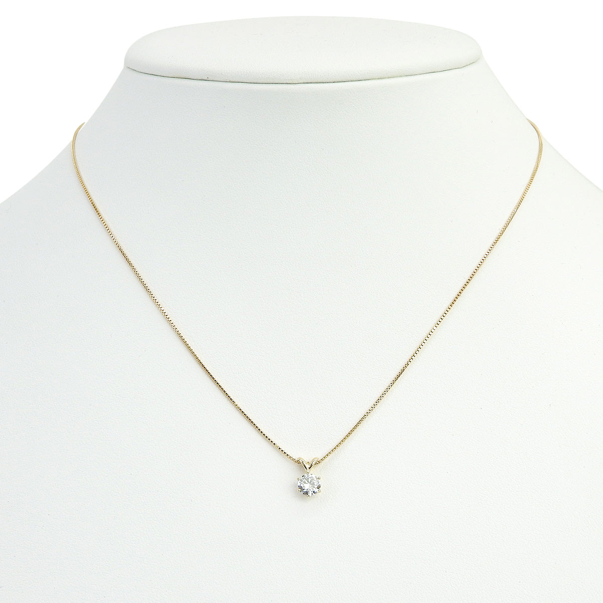 一粒ダイヤモンド ネックレス D0.355 イエローゴールド K18YG 2.3g 1PD