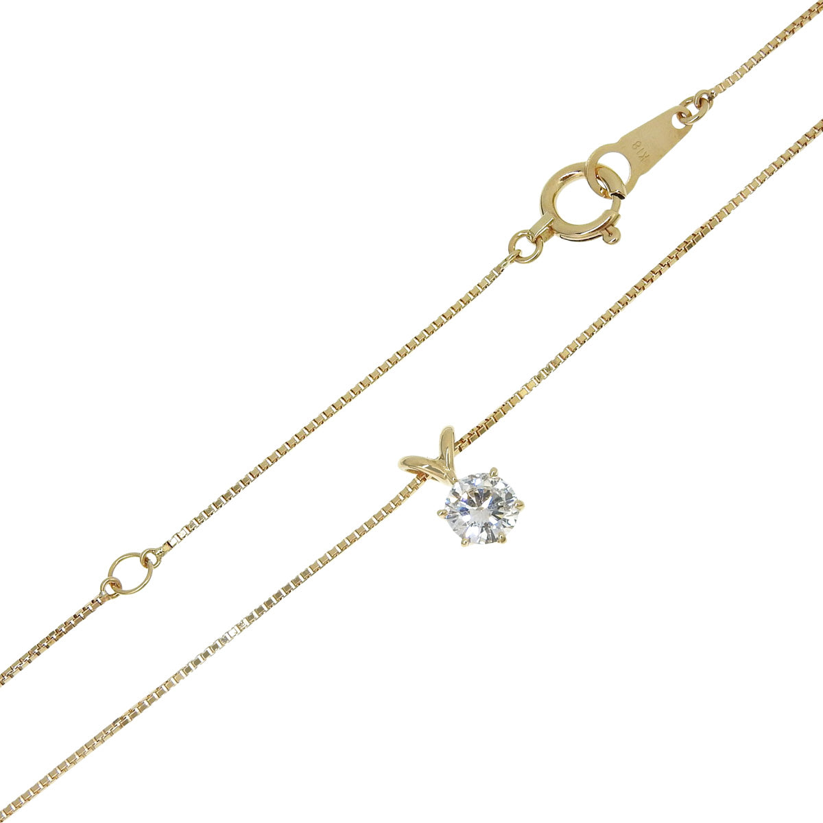 一粒ダイヤモンド ネックレス D0.355 イエローゴールド K18YG 2.3g 1PD