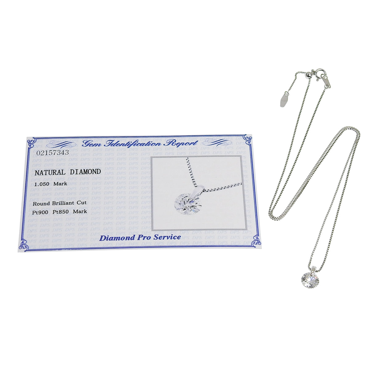 Diamond necklace D1.050 Platinum Pt850 Pt900 3.8g