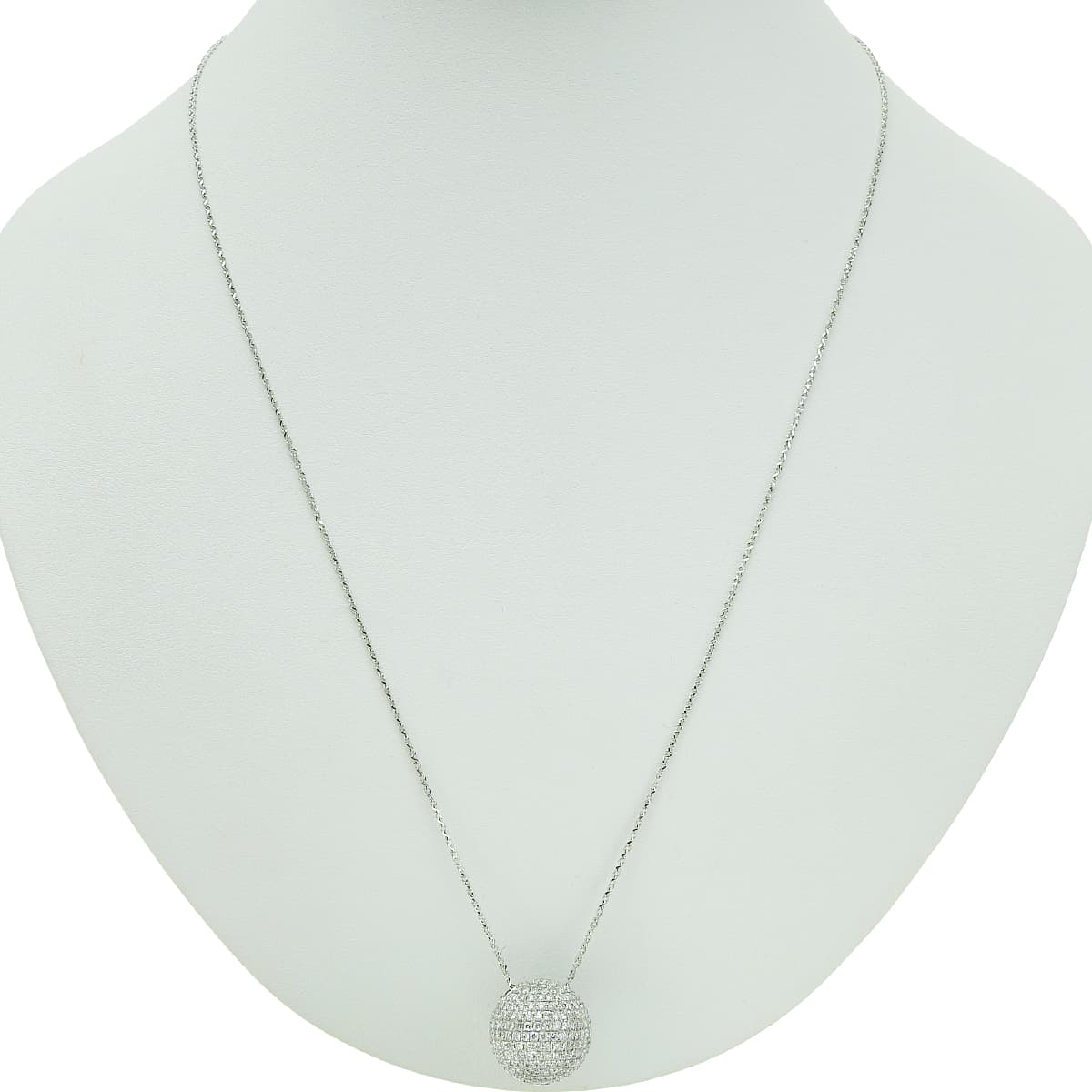 球体 パヴェダイヤモンド ネックレス ホワイトゴールド K18WG ジュエリー パヴェボール