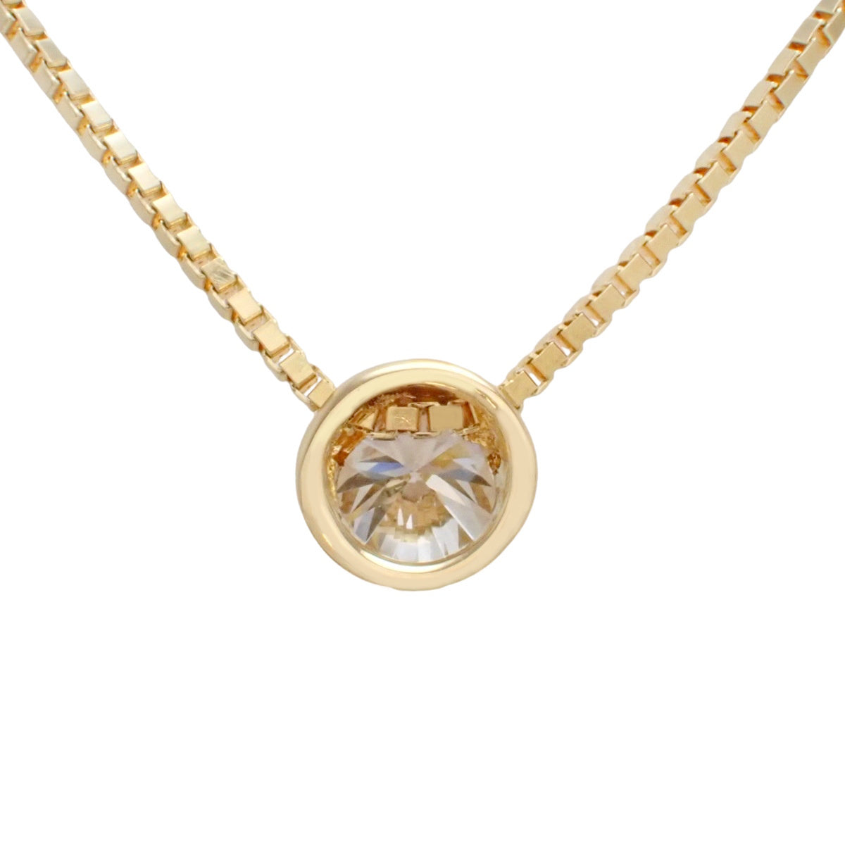 Single Diamond Necklace D0.37 Yellow Gold K18YG 2.9g