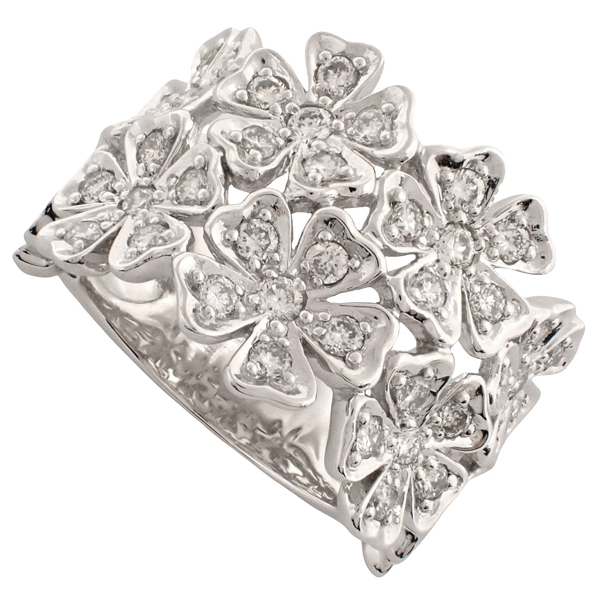 Flower motif diamond ring D0.89 white gold K18WG 8.4g