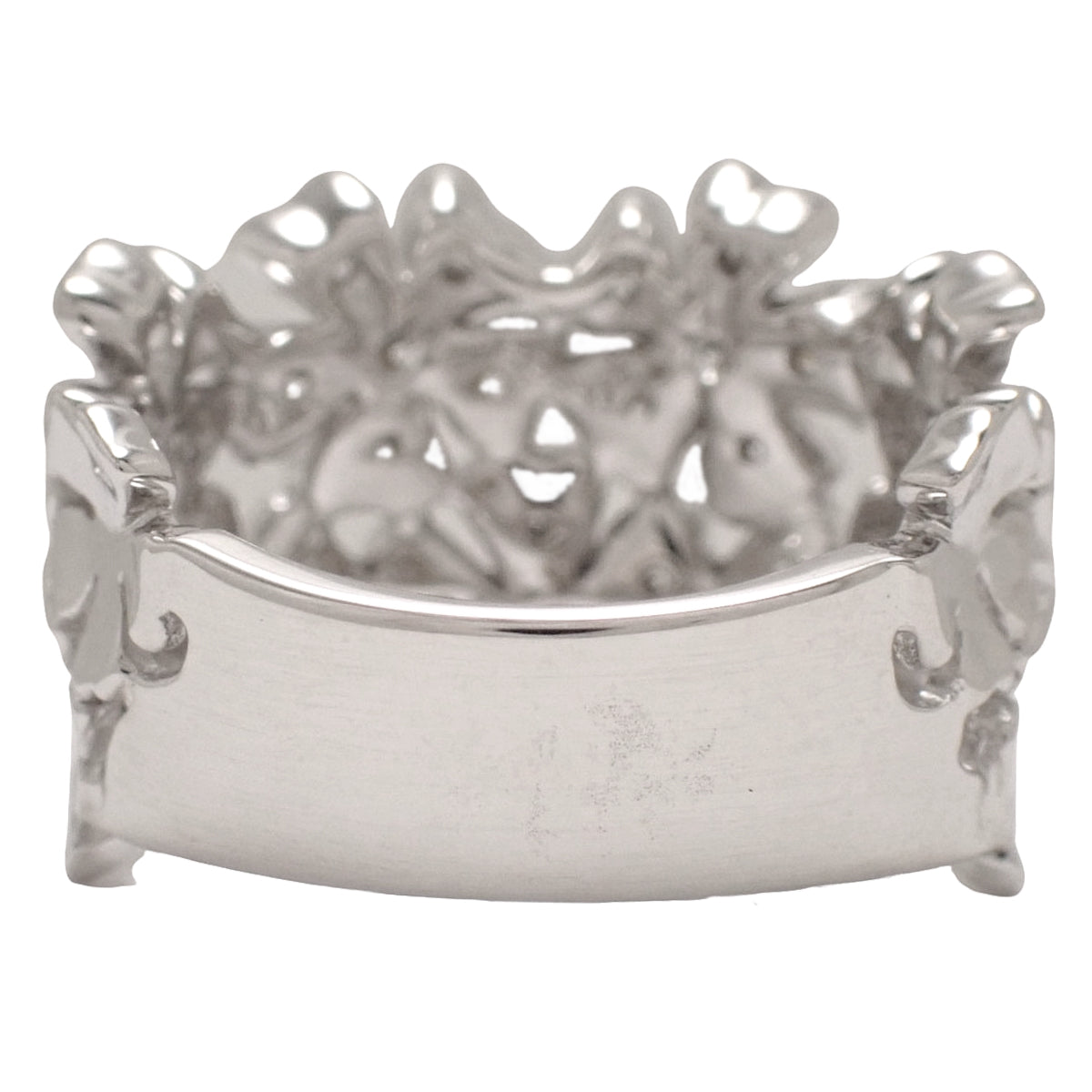 Flower motif diamond ring D0.89 white gold K18WG 8.4g
