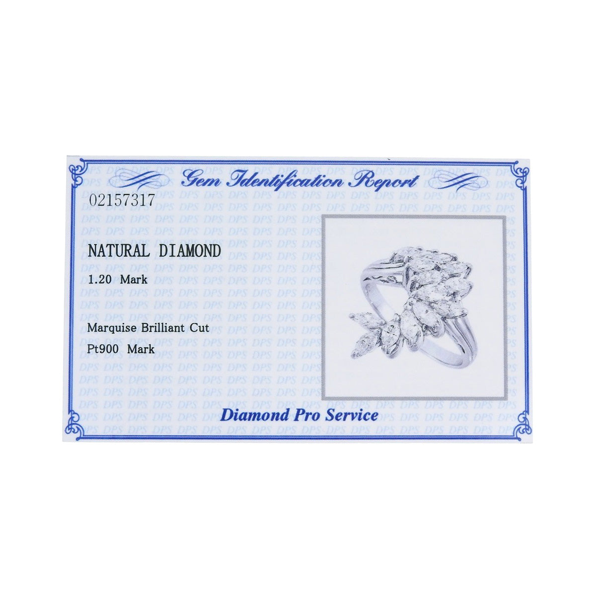 Diamond ring D1.20 Platinum Pt900 7.3g