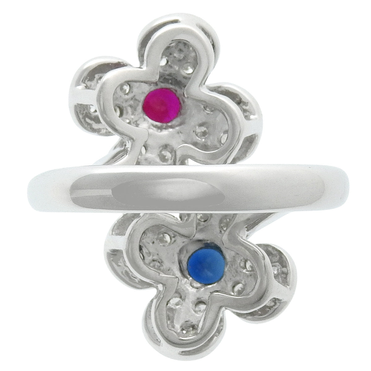 Diamond flower ring, D0.31/R0.45/S0.47, white gold, K18WG, size 12 (52), 7.9g