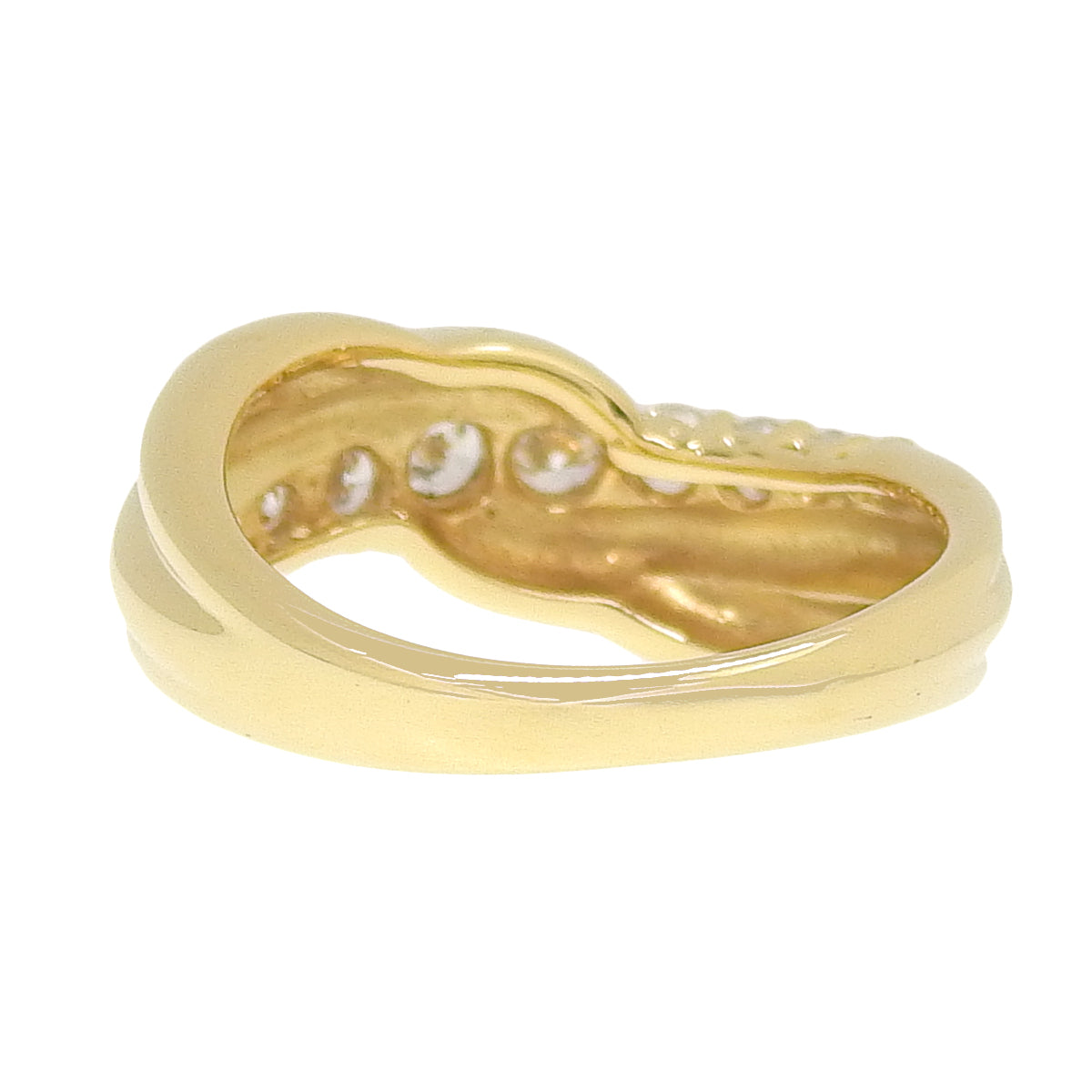 3連風 ツイスト ダイヤモンド リング D0.53 イエローゴールド K18YG 5.1g