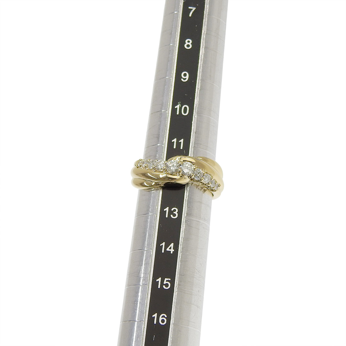 3連風 ツイスト ダイヤモンド リング D0.53 イエローゴールド K18YG 5.1g