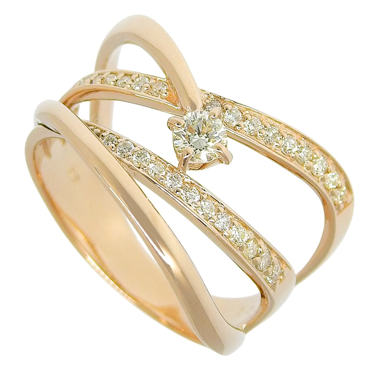 ダイヤモンド クロスリング D0.35 ピンクゴールド K18PG 5.0g