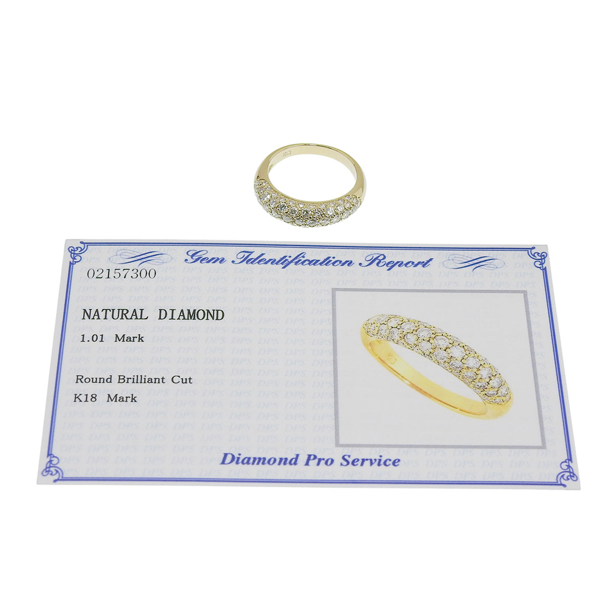 Diamond Half Pavé Ring D1.01 Yellow Gold K18YG 4.4g