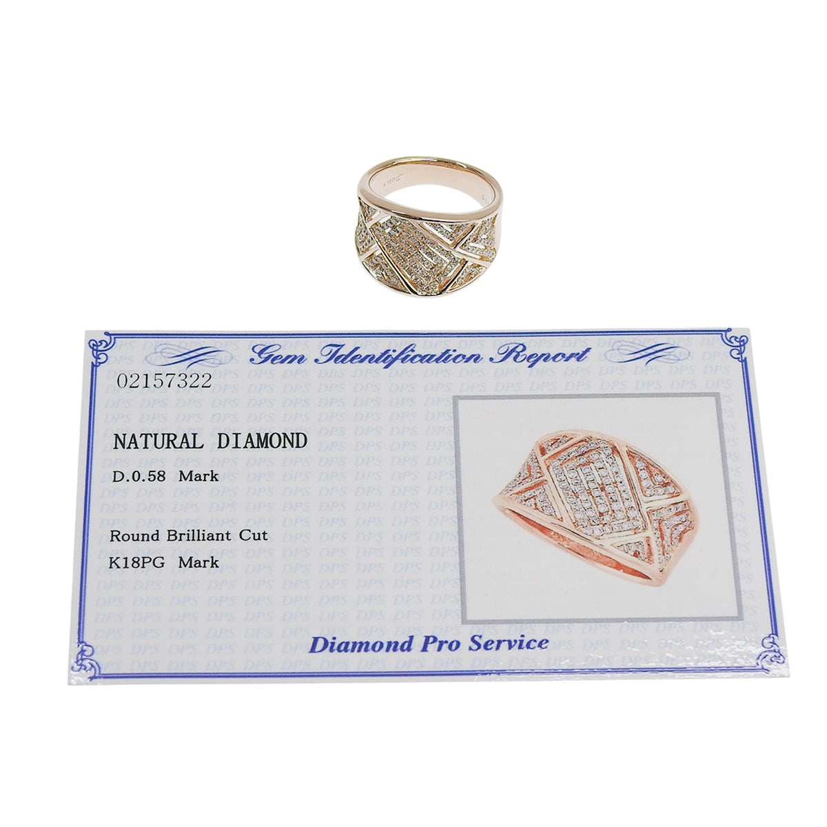 Diamond Ring D0.58 Pink Gold K18PG 8.6g