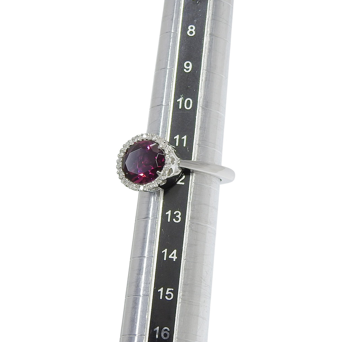 Garnet and Diamond Ring, G3.00/D0.16, White Gold, K18WG, 7.4g