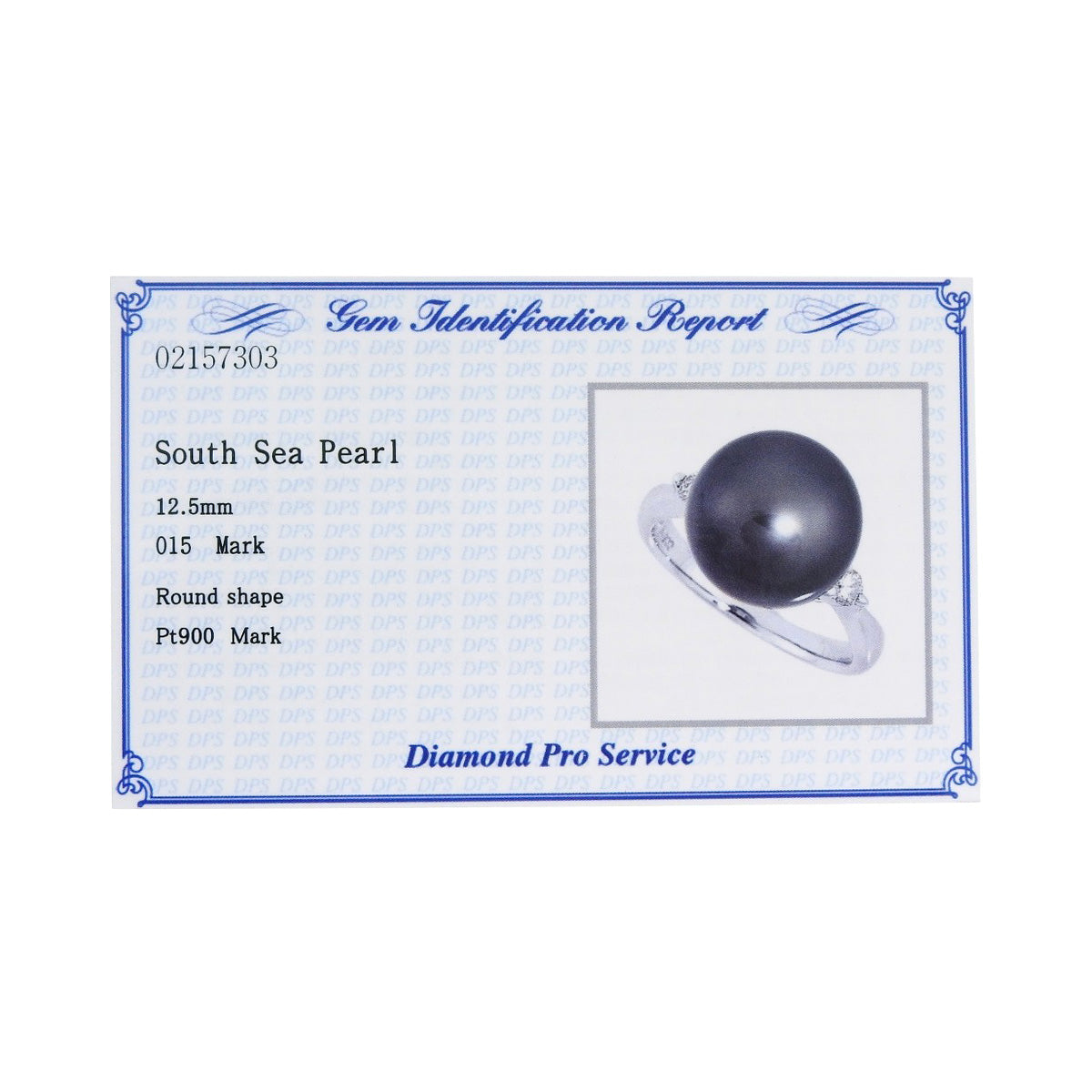 Black Pearl and Diamond Ring BLP/D0.15 Platinum Pt900 6.8g