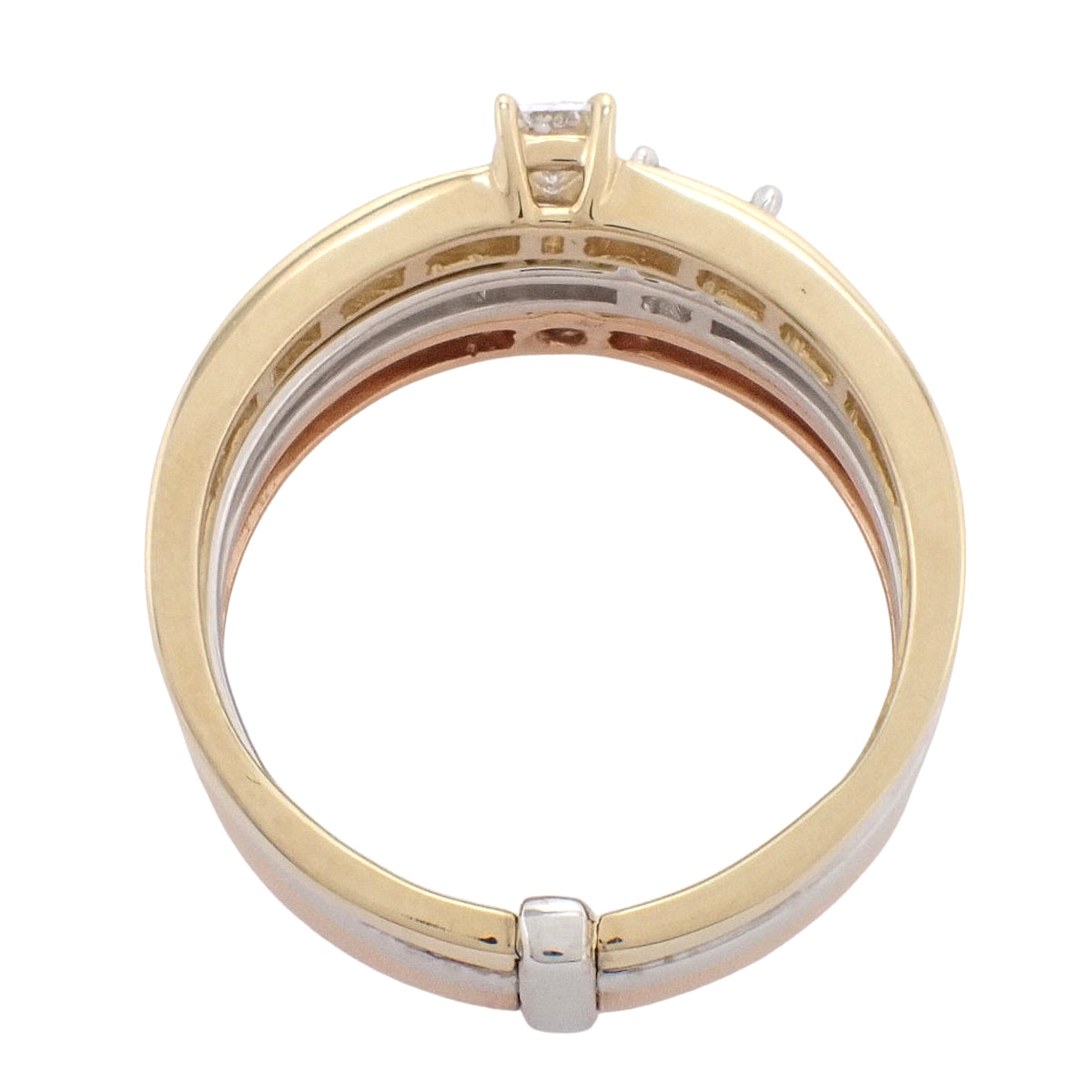 Diamond Triple Ring D1.00 K18YG PG WG Size 13 (US 6.5) 7.4g