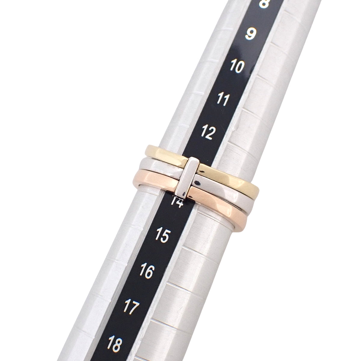 Diamond Triple Ring D1.00 K18YG PG WG Size 13 (US 6.5) 7.4g