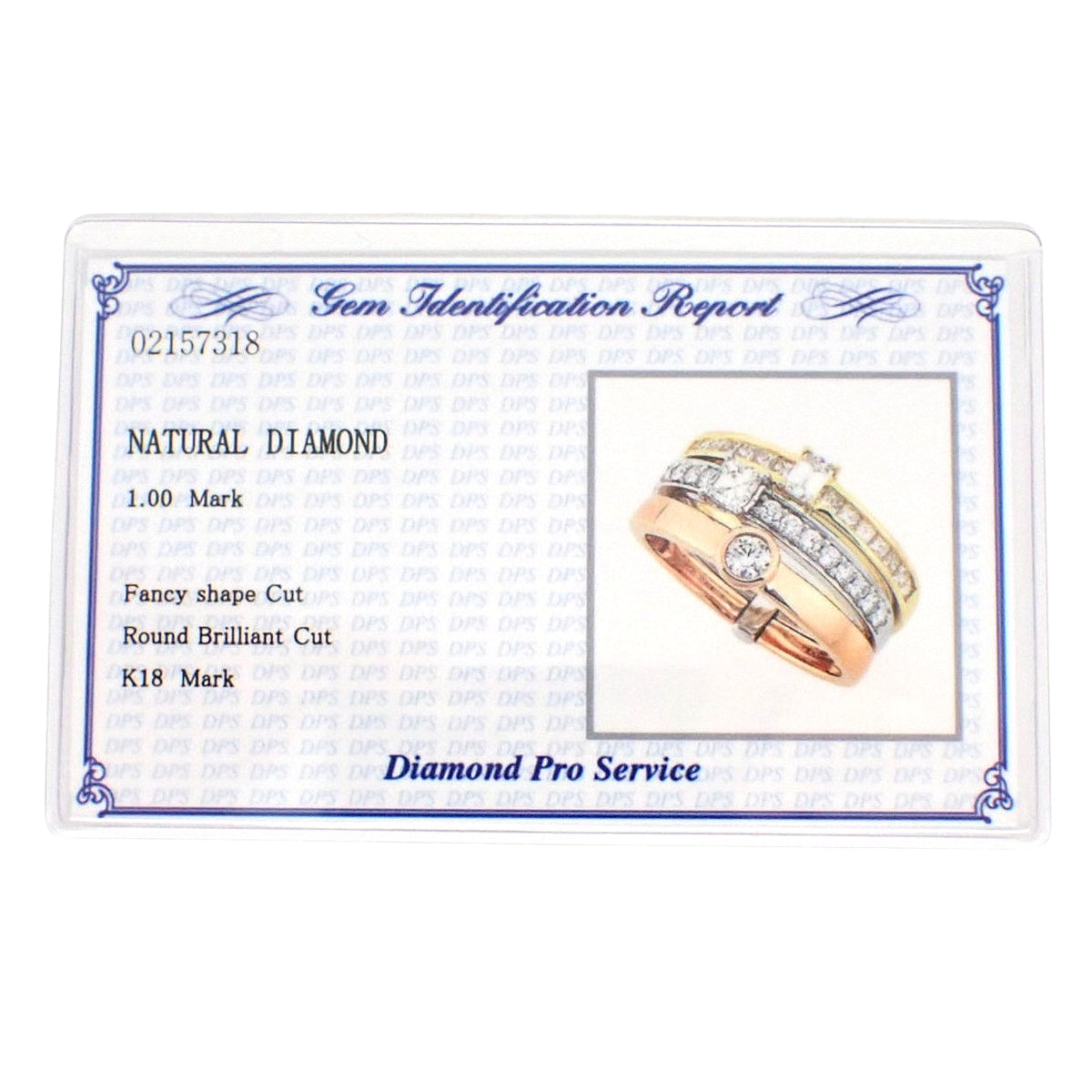 Diamond Triple Ring D1.00 K18YG PG WG Size 13 (US 6.5) 7.4g