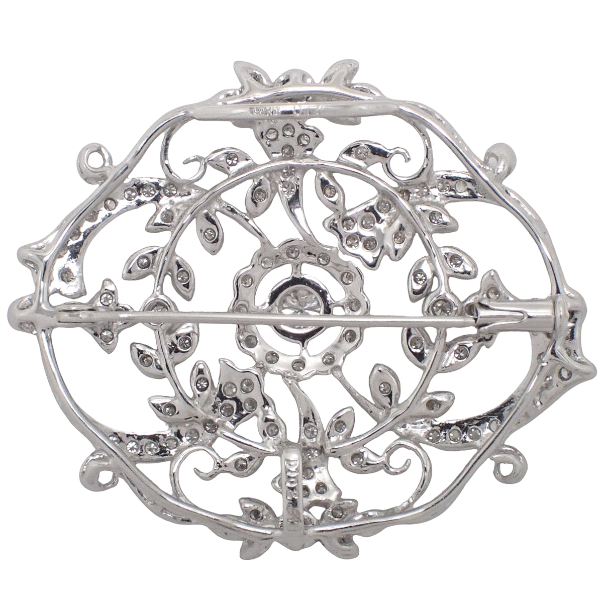 ダイヤモンド ブローチ D1.02,0.17 ホワイトゴールド K18WG 15.4g