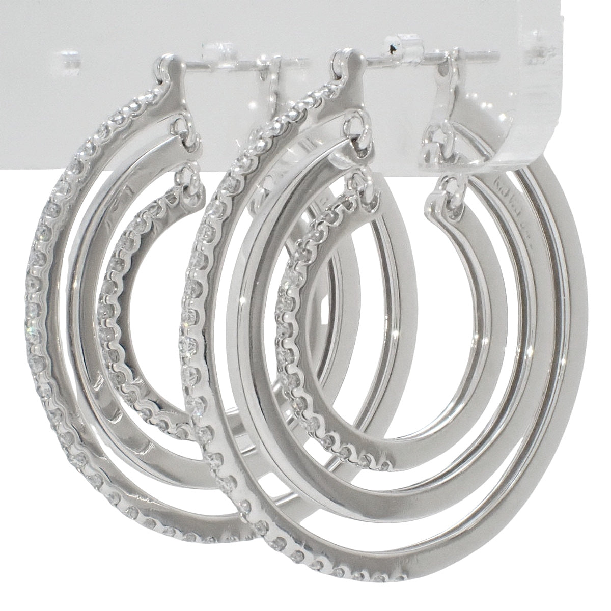 钻石三圈耳环 D0.43,0.43 白金 K18WG 14.6克