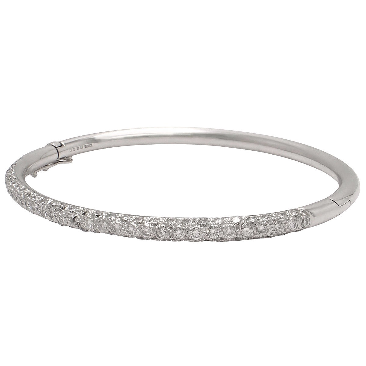 ハーフダイヤモンド バングル ホワイトゴールド K18WG 14.3g