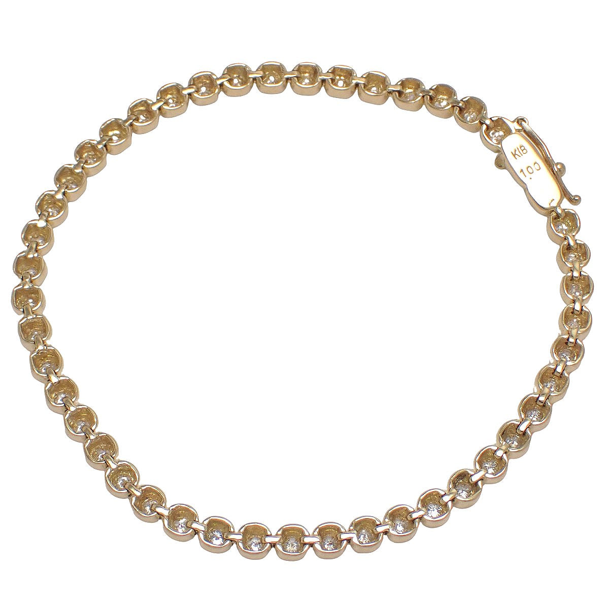 テニスブレスレット D1.00 イエローゴールド K18YG 9.0g