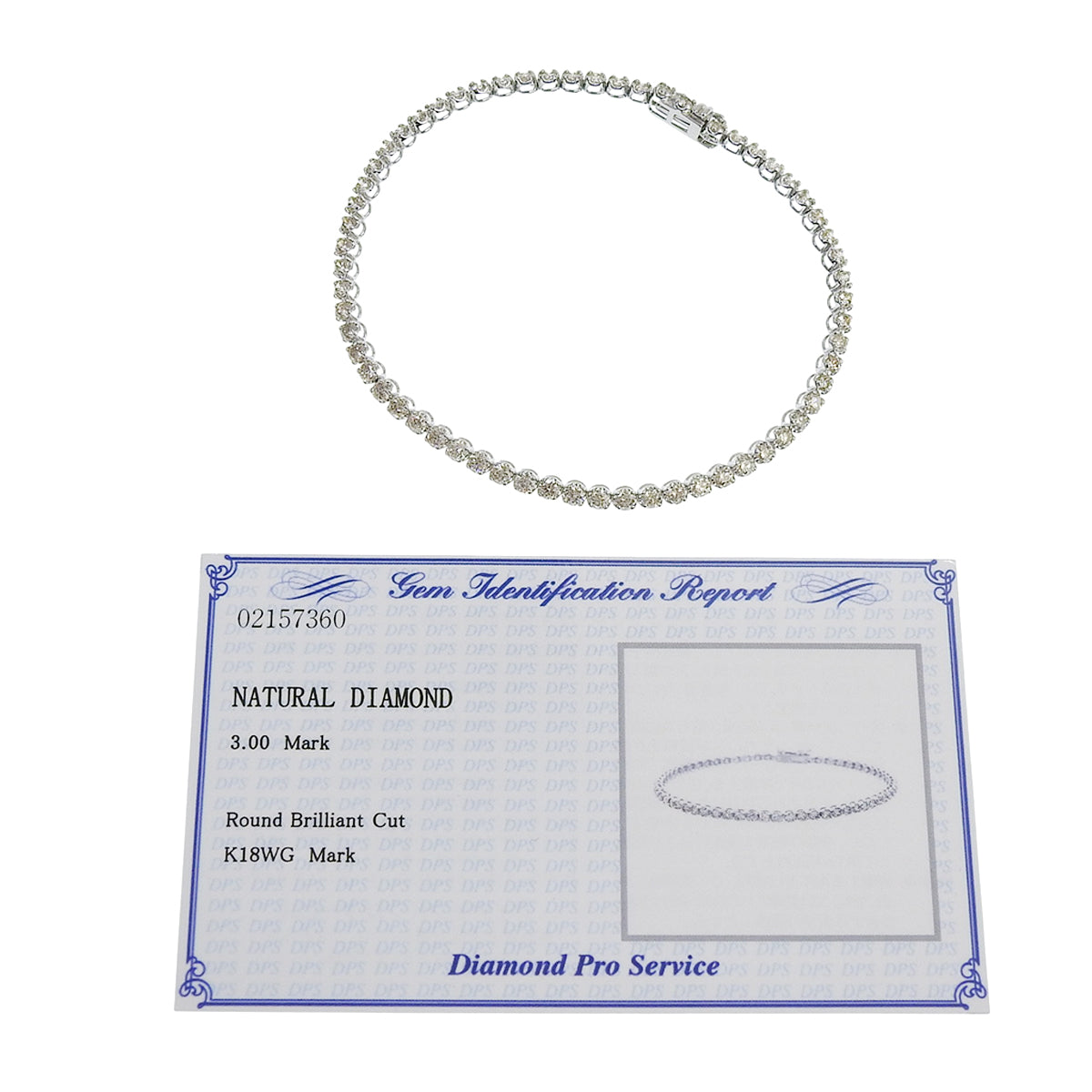 ダイヤモンド テニスブレスレット D3.00 ホワイトゴールド K18WG 6.2g