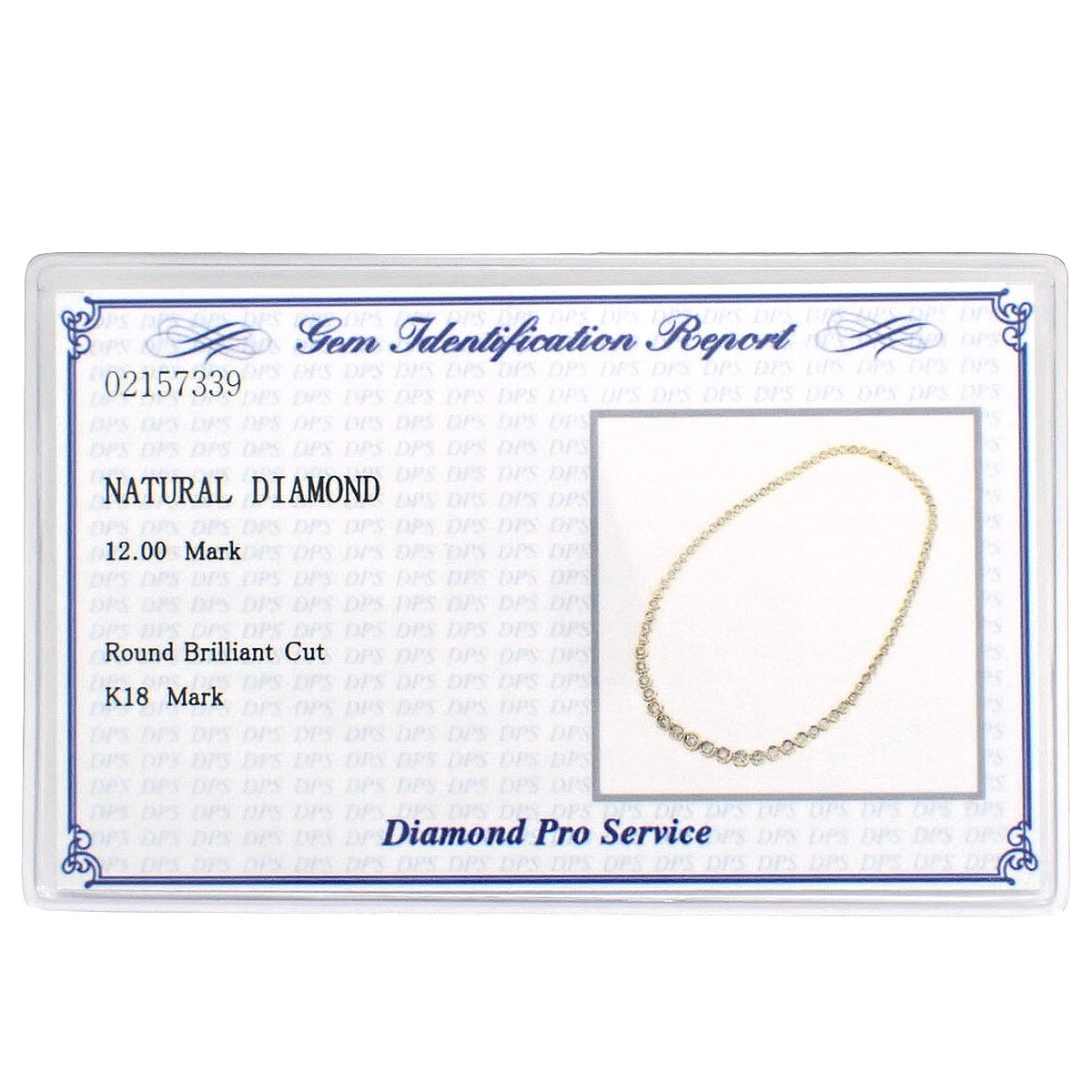 Tennis Diamond Necklace D12.00 Yellow Gold K18YG 33.8g