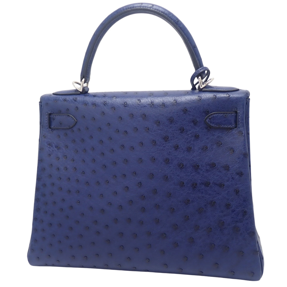 Kelly 28 (Inseam) Ostrich Blue Iris Leather with Silver Hardware, □I Stamp