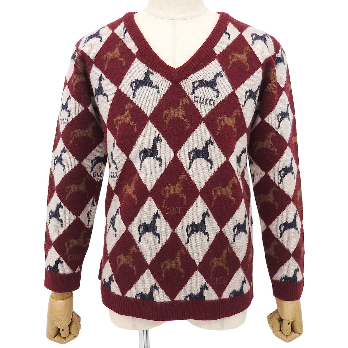 ホース アーガイル Vネック ニット 2022年 S