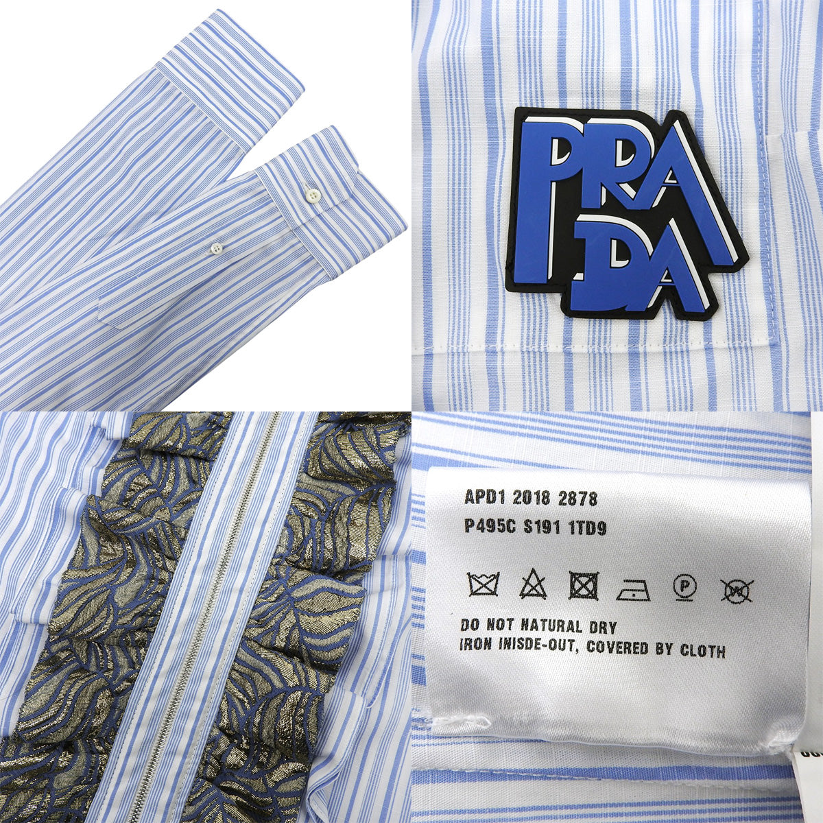 2018款荷叶边条纹拉链衬衫，38码