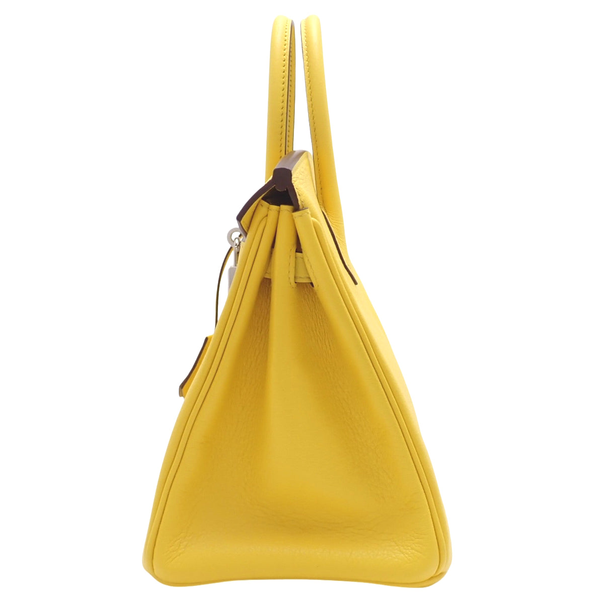 Birkin 25，采用 Taurillon Clemence Jaune-Naples 皮革，配银色五金件和 D 字印记。