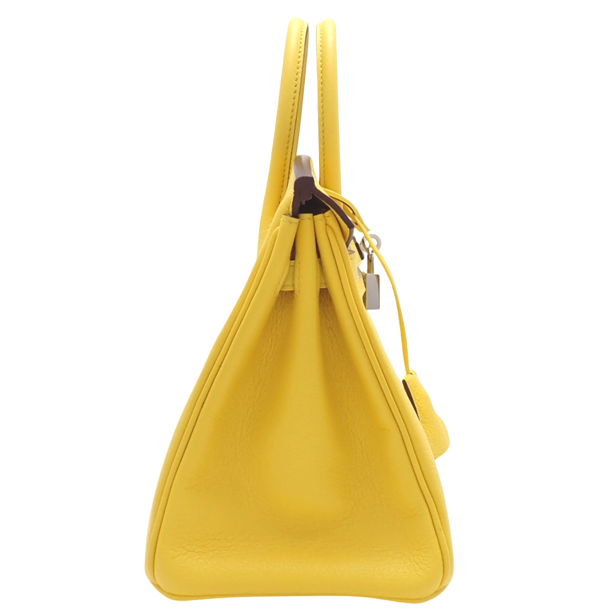 Birkin 25，采用 Taurillon Clemence Jaune-Naples 皮革，配银色五金件和 D 字印记。