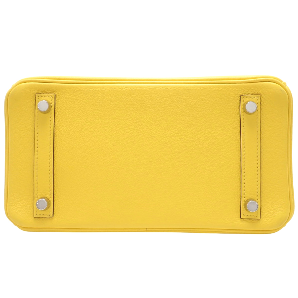 Birkin 25，采用 Taurillon Clemence Jaune-Naples 皮革，配银色五金件和 D 字印记。