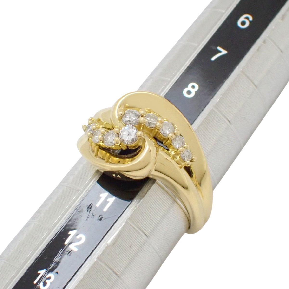 Braided Arm Diamond Ring, D0.31, Yellow Gold K18YG, Size 9.5 (19.5), 5.0g