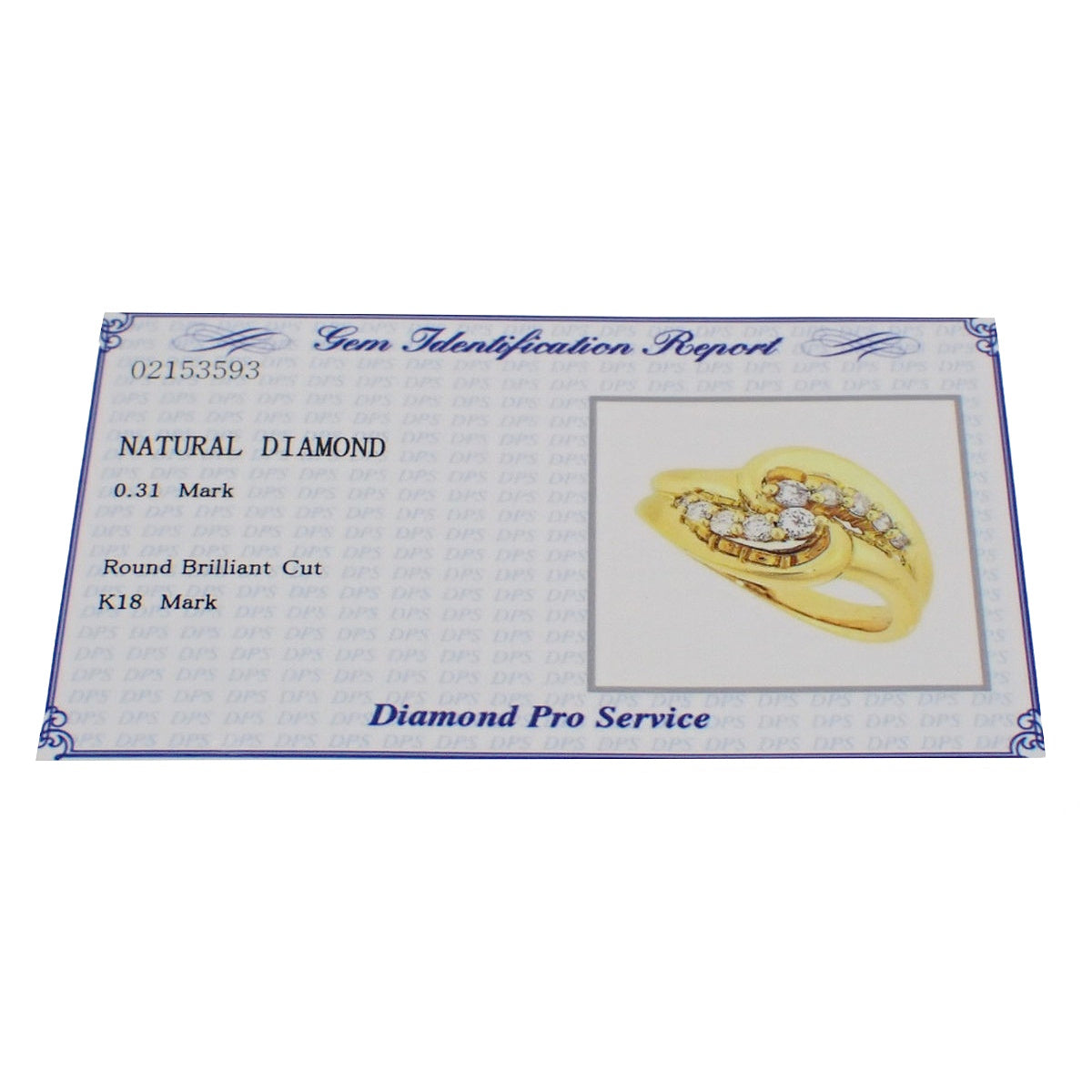 Braided Arm Diamond Ring, D0.31, Yellow Gold K18YG, Size 9.5 (19.5), 5.0g