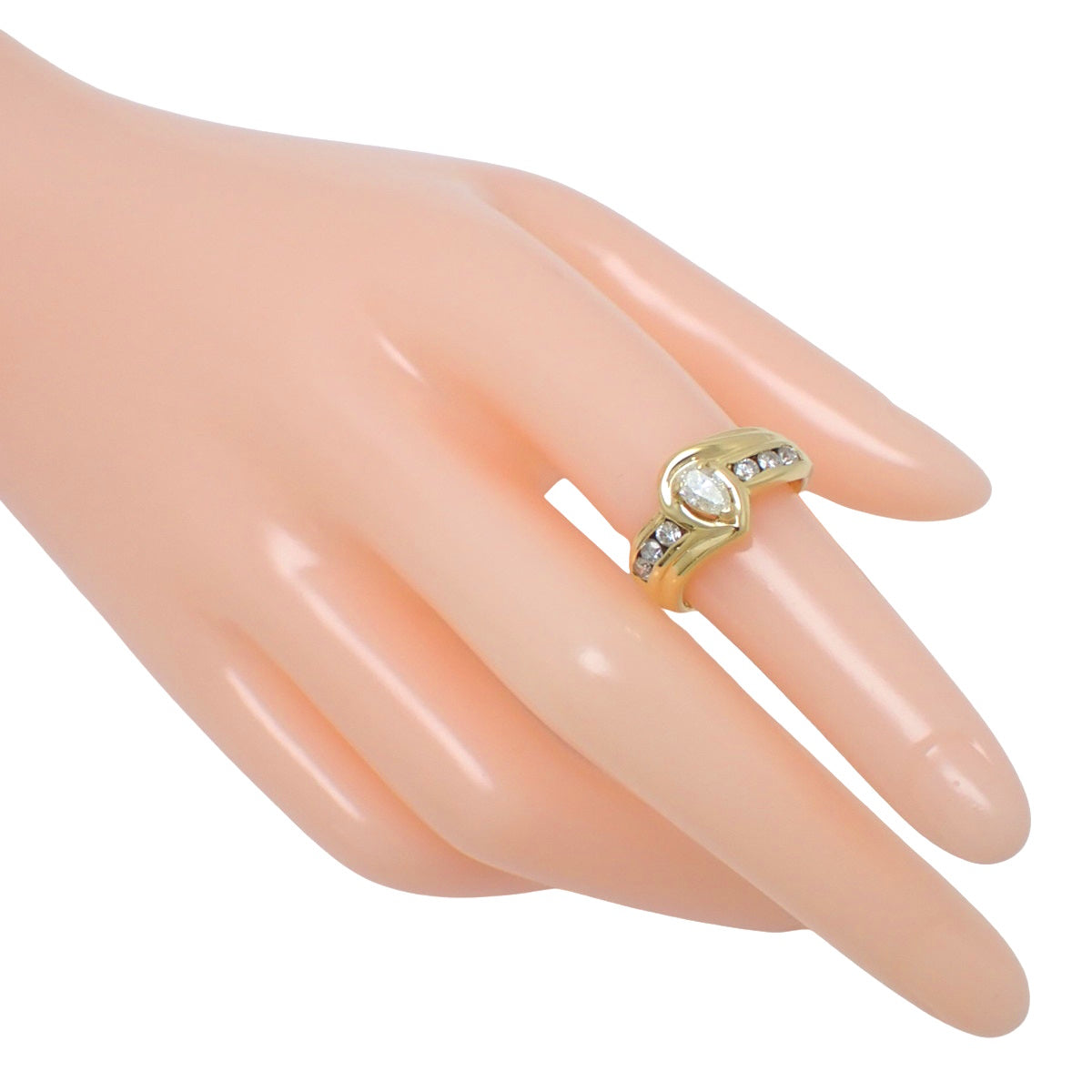 Diamond Ring D0.38/0.35 Yellow Gold K18YG Size 11(US) 6.8g