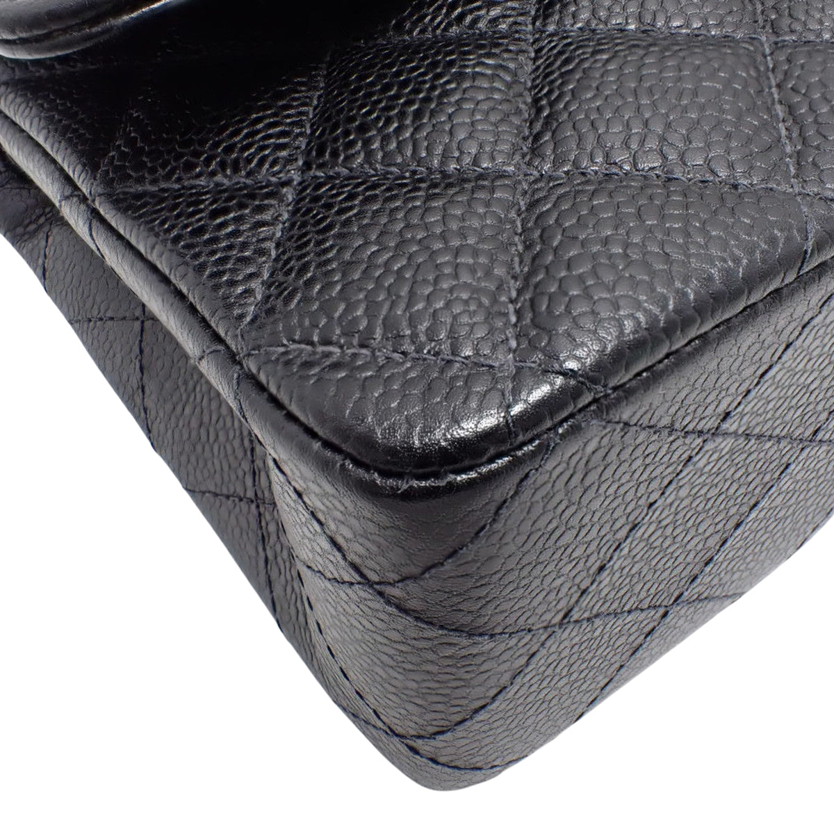 マトラッセ ココマーク Wフラップ25 チェーンショルダーバッグ キャビアスキン ブラック A01112